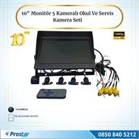 10" Monitör Beş Kameralı 1080p Kayıtlı Servis ve Okul Taşıt Kamera Seti 