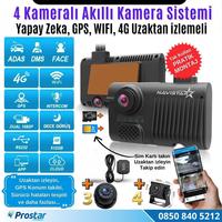 4 Kameralı 4G Uzaktan izlemeli GPS Wifi Yapay Zekalı Akıllı Dashcam Kamyon Tır Kamera Sistemi