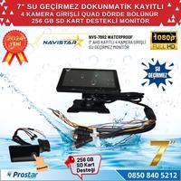 7" Su Geçirmez Dokunmatik Kayıtlı 4 Kamera Girişli 256 GB SD Destekli Monitör