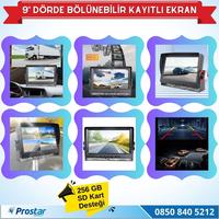 9 inç Kayıtlı Dörde Bölünür Monitör 256Gb Sd Destekli 4 Kamera Takılabilir 4 Pin Soketli