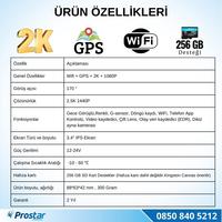 A7 Wifi + GPS 2K Çift Kameralı 170° Geniş Açı Lens Gece Görüşlü Akıllı Araç içi Kamera + 1080P Arka Kamera