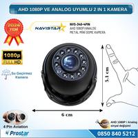 AHD 1080P ve Analog CVBS Pal Dönüştürülebilir Gece Görüşlü 4 Pin Mini Metal Dome Araç Kamerası