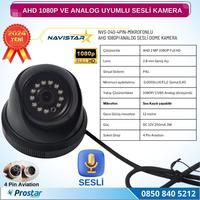 Mikrofonlu AHD 1080P ve Analog Pal Çevrilebilir 4 Pin Plastik Mini Dome Araç Kamerası