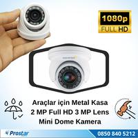 Araçlar Için Mini Metal Dome 2 Mp Full Hd Gece Görüşlü Kamera Geniş Açılı