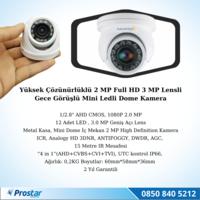 Araçlar Için Mini Metal Dome 2 Mp Full Hd Gece Görüşlü Kamera Geniş Açılı