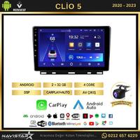 Clio 5 2020-2023 Model 2+64GB Android 13 Kablosuz Carplay Navigasyon Multimedya Sistemi 