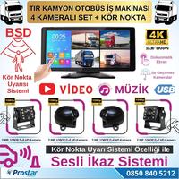 Tır ve Kamyon 10.36" Dokunmatik 4 kameralı 256 GB Destekli Kör Nokta Uyarı Sistemli Kamera Seti