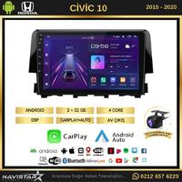 Honda Civic 2+64GB Android 13 Kablosuz Carplay 2015-2020 Navigasyon Multimedya Sistemi