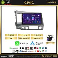 Honda Civic 2005-2012 Model 4GB + 64GB Android 13 Kablosuz Carplay Navigasyon Multimedya Sistemi 