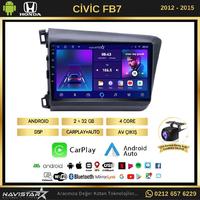 Honda Civic Fb7 2+64GB Android 13 Kablosuz Carplay 2012-2015 Navigasyon Multimedya Sistemi 