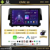 Honda Civic Kablosuz Carplay 4GB + 64GB Android 13 2015-2020 Navigasyon Multimedya Sistemi