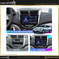 Hyundai  Accent Blue 2011-2013 Model 2+64GB Android 13 Kablosuz Carplay Navigasyon Multimedya Sistemi 