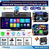 Kamyon Tır için Kayıtlı 2 Kameralı Android 13 WIFI GPS 4G Uzaktan izlemeli 4 GB + 64 GB Carplay 512 GB Destekli Tak Kullan Kamera Seti