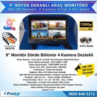 Kayıtlı 9" Monitörlü Ahd 720P/1080P Uyumlu 256Gb Sd Destekli 4Pin Kamera Destekli