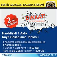 Kayıtlı Harddiskli Okul Servisi 4 Kameralı 320 Gb Harddisk Dahil Araç Kamera Seti