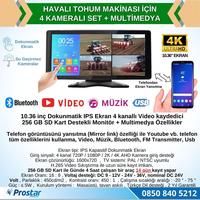 Mibzer için 10.36" Dokunmatik Ekranlı 4 Kameralı AHD 720P Beyaz Işık Kameralı Havalı Kamera Seti