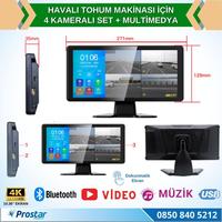 Mibzer için 10.36" Dokunmatik Ekranlı 4 Kameralı AHD 720P Beyaz Işık Kameralı Havalı Kamera Seti