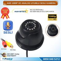 Mikrofonlu AHD 1080P ve Analog Pal Çevrilebilir Plastik Mini Dome Araç Kamerası