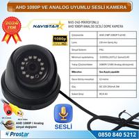 Mikrofonlu AHD 1080P ve Analog Pal Çevrilebilir Plastik Mini Dome Araç Kamerası