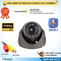 Mikrofonlu AHD 1080P ve Analog Pal Dönüşümlü Gece Görüşlü Mini Metal Dome Araç Kamerası