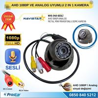 Mikrofonlu AHD 1080P ve Analog Pal Dönüşümlü Gece Görüşlü Mini Metal Dome Araç Kamerası