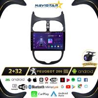 Peugeot 206  2001-2008 Model 2GB + 64GB Android 13 Kablosuz Carplay Navigasyon Multimedya Sistemi 