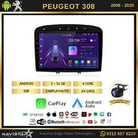 Peugeot 308  2008-2020 Model 2GB + 64GB Android 13 Kablosuz Carplay Navigasyon Multimedya Sistemi 