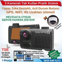 Servis Mevzuatına Uygun 3 Kameralı Monitör Çıkışlı 4G GPS WIFI Acil Durum butonu dahil Pratik Montaj Kamera Seti