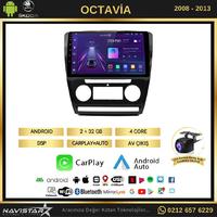 Skoda Octavia 2008-2013 Model 2+64GB Android 13 Kablosuz Carplay Navigasyon Multimedya Sistemi 