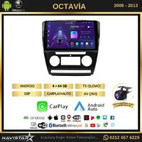 Skoda Octavia 2008-2013 Model 4GB + 64GB Android 13 Kablosuz Carplay Navigasyon Multimedya Sistemi 