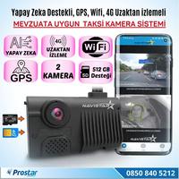 Taksi Mevzuatına Uygun 2 Kameralı 4G GPS WIFI Acil Durum butonu dahil Pratik Montaj Kamera Seti