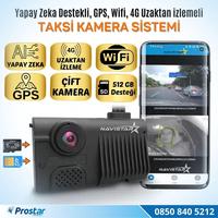 Uzaktan izlemeli 2 Kameralı Wifi GPS 4G Yapay Zeka destekli Akıllı Dashcam Taksi Kamera Sistemi