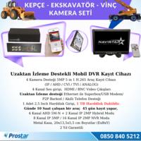 Uzaktan İzlemeli 4 Kameralı Ekskavatör Dozer Greyder Vinç Kepçe 1 Tb Harddisk Kamera Seti