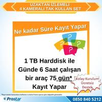 Uzaktan izlemeli 4 Kameralı Wifi 1 Tb Harddisk 7 Inç Ekranlı Araç Kamera Seti