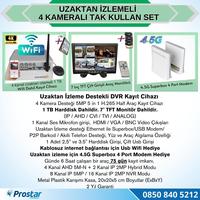 Uzaktan Izlemeli 4 Kameralı Wifi 4G 1 Tb Harddisk 7 Inç Ekranlı Araç Kamera Seti