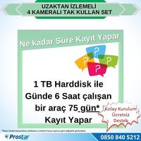 Uzaktan Izlemeli 4 Kameralı Wifi 4G 1 Tb Harddisk 7 Inç Ekranlı Araç Kamera Seti