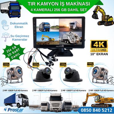 256 Gb Dahil 4 Kameralı 10 Inç Dokunmatik Ekranlı Tır Kamyon Tak Kullan Kamera Seti