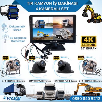 4 Kameralı 10 Inç Dokunmatik Ekranlı 256 Gb Sd Destekli Tır Kamyon İş Makinası Tak Kullan Kamera Seti