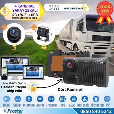 4 Kameralı 4G Uzaktan izlemeli GPS Wifi Yapay Zekalı Akıllı Dashcam Kamyon Tır Kamera Sistemi