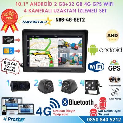 4G Uzaktan izlemeli 10 inç Android, 4 Kameralı, Wifi, GPS, Bluetooth 2 GB + 32 GB ve 512 GB SD Kart Destekli Set