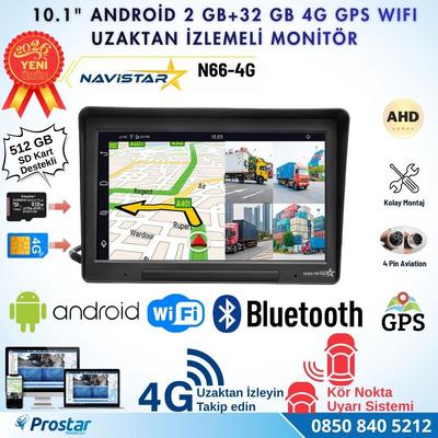 4G Uzaktan izlemeli 4 kanal AHD 720P Android Wifi, GPS, Bluetooth 2 GB + 32 GB ve 512 GB SD Kart Destekli Monitör