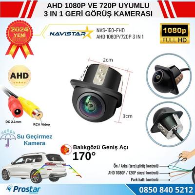 AHD 1080P ve 720P Çevrilebilir 170 Derece Balıkgözü Geniş Açılı Geri Görüş Kamerası