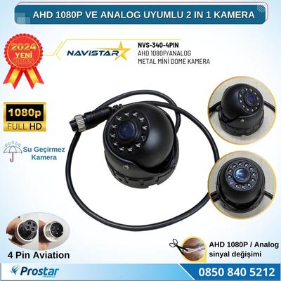 AHD 1080P ve Analog CVBS Pal Dönüştürülebilir Gece Görüşlü 4 Pin Mini Metal Dome Araç Kamerası