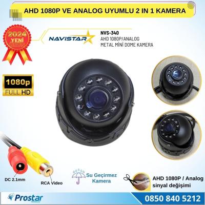 AHD 1080P ve Analog CVBS Pal Dönüştürülebilir Gece Görüşlü Mini Metal Dome Araç Kamerası