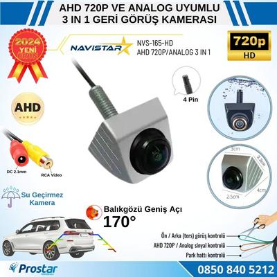 Ayarlanabilir Başlıklı AHD 720P ve Analog Çevrilebilir 170 Derece Geniş Açılı Geri Görüş Kamerası