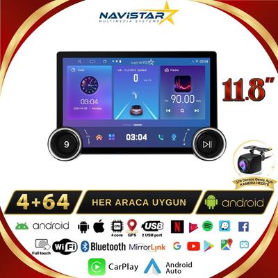 Clio 5 DUAL KNOB 11.8" 2020-2023 Model 4GB + 64GB Android 13 Kablosuz Carplay Navigasyon Multimedya Sistemi 