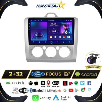 Ford Focus 2 Manuel Klima 2+64GB Kablosuz Carplay Android 13 Navigasyon Multimedya Sistemi