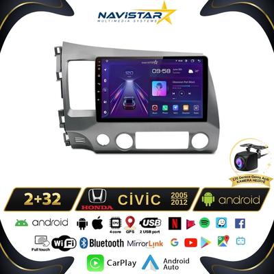 Honda Civic 2005-2012 Model 2GB + 64GB Android 13 Kablosuz Carplay Navigasyon Multimedya Sistemi 