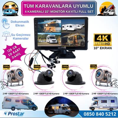 Karavan Kamera Seti 128 Gb Sd Dahil 4 Kameralı 10 Inç Dokunmatik Ekranlı Tak Kullan