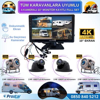Karavan Kamera Seti 4 Kameralı 10 Inç Dokunmatik Ekranlı 256 Gb Sd Destekli Tak Kullan
